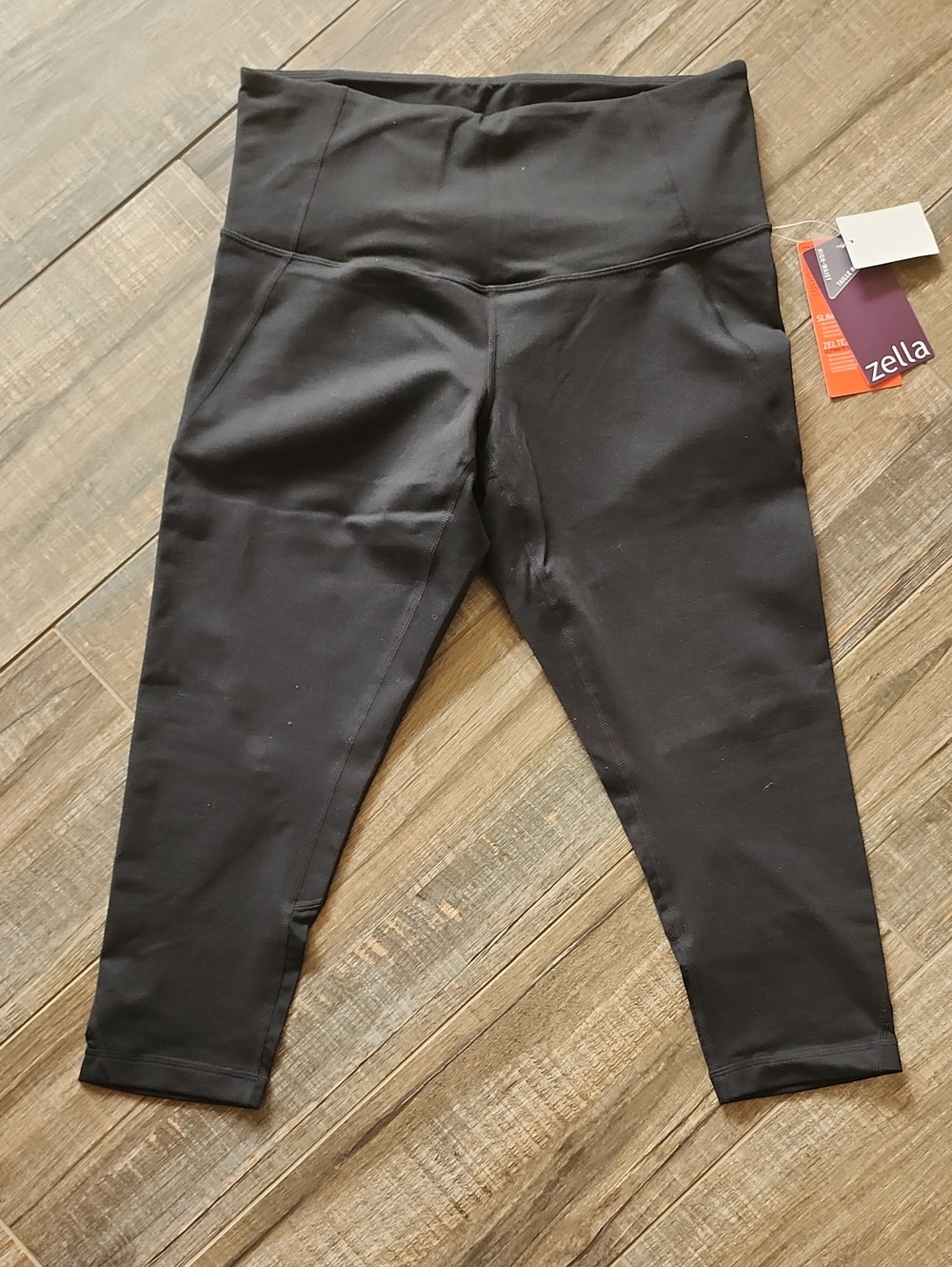 Zella High Waist Crop Leggings with Mesh Back Black Large NWT